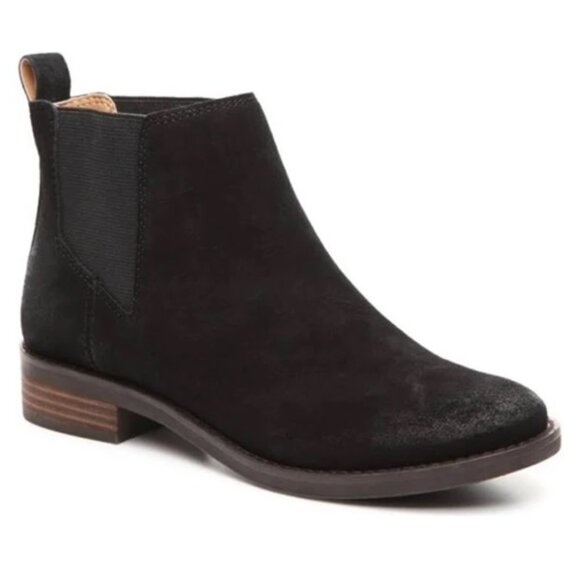 Lucky Brand Shoes - Lucky Brand Noahh Black Leather Suede Chelsea Pull On Booties Size 8